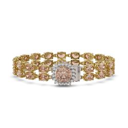 16.93 ctw Morganite & Diamond Bracelet 14K Yellow Gold - REF-245K5Y