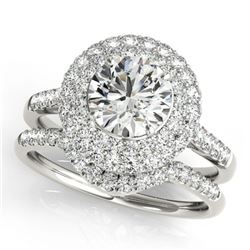 1.52 ctw Certified VS/SI Diamond 2pc Wedding Set Halo 14k White Gold - REF-130Y9X