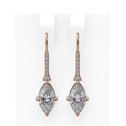 2.18 ctw Marquise Diamond Earrings 18K Rose Gold - REF-594Y3X