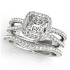 Image 1 : 1.71 ctw Certified VS/SI Princess Diamond 2pc Set Halo 14k White Gold - REF-334R9K