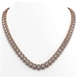 30.73 ctw Emerald Cut Diamond Micro Pave Necklace 18K Rose Gold - REF-3606H4R
