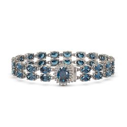 29.22 ctw London Topaz & Diamond Bracelet 14K White Gold - REF-218R2K