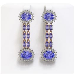 11.94 ctw Tanzanite & Diamond Earrings 14K Rose Gold - REF-236H4R