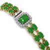 Image 3 : 13.9 ctw Jade & Diamond Bracelet 14K Yellow Gold - REF-235A3N