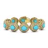 Image 1 : 38.17 ctw Turquoise & Diamond Victorian Bracelet 14K Yellow Gold - REF-1179R3K