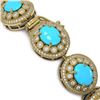 Image 3 : 38.17 ctw Turquoise & Diamond Victorian Bracelet 14K Yellow Gold - REF-1179R3K