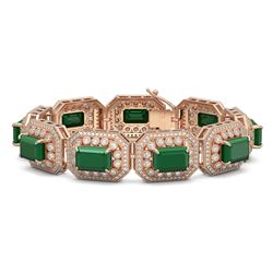 61.92 ctw Emerald & Diamond Victorian Bracelet 14K Rose Gold - REF-1545R5K