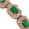 Image 3 : 61.92 ctw Emerald & Diamond Victorian Bracelet 14K Rose Gold - REF-1545R5K
