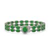 Image 1 : 29.82 ctw Jade & Diamond Bracelet 14K White Gold - REF-218X2A
