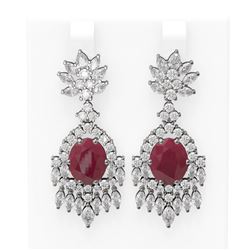 16.04 ctw Ruby & Diamond Earrings 18K White Gold - REF-889K3Y