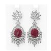 Image 1 : 16.04 ctw Ruby & Diamond Earrings 18K White Gold - REF-889K3Y