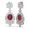 Image 2 : 16.04 ctw Ruby & Diamond Earrings 18K White Gold - REF-889K3Y