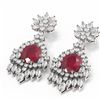 Image 3 : 16.04 ctw Ruby & Diamond Earrings 18K White Gold - REF-889K3Y