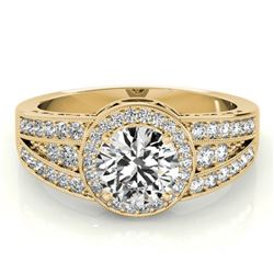 1.5 ctw Certified VS/SI Diamond Halo Ring 18k Yellow Gold - REF-299X2A