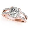 Image 1 : 1.26 ctw Certified VS/SI Princess Diamond Halo Ring 18k Rose Gold - REF-185F2M