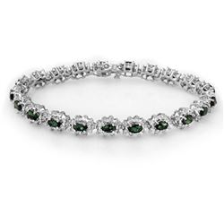 9.42 ctw Emerald & Diamond Bracelet 18k White Gold - REF-401W3H