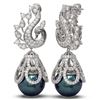 Image 2 : 3.13 ctw Diamond & Pearl Earrings 18K White Gold - REF-316H8R