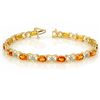 Image 1 : 10.15 ctw Orange Sapphire & Diamond Bracelet 14k Yellow Gold - REF-127W3H