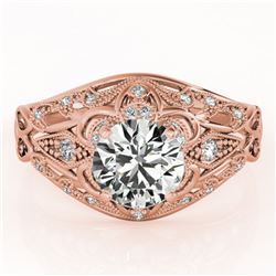 1.36 ctw Certified VS/SI Diamond Antique Ring 18k Rose Gold - REF-294M3G
