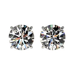 1.59 ctw Certified Quality Diamond Stud Earrings 10k White Gold - REF-127G5W