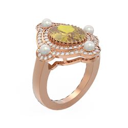 4.18 ctw Canary Citrine & Diamond Ring 18K Rose Gold - REF-161M8G