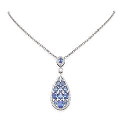 11.4 ctw Tanzanite & Diamond Necklace 18K White Gold - REF-323M6G