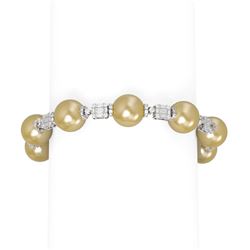 5.3 ctw Diamond & Pearl Bracelet 18K White Gold - REF-626H4R