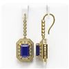 Image 2 : 14.16 ctw Sapphire & Diamond Victorian Earrings 14K Yellow Gold - REF-318A2N
