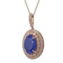 18.25 ctw Sapphire & Diamond Victorian Necklace 14K Rose Gold - REF-314H9R