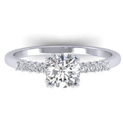0.93 ctw Certified VS/SI Diamond Art Deco Ring 14k White Gold - REF-171H3R