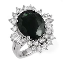 9.51 ctw Blue Sapphire & Diamond Ring 18k White Gold - REF-154A5N