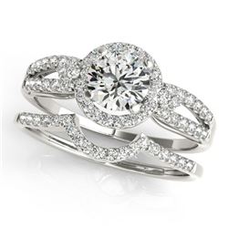 1.36 ctw Certified VS/SI Diamond 2pc Wedding Set Halo 14k White Gold - REF-278R2K