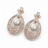 Image 1 : 6.5 ctw Mixed Cut Diamond with Pearl Earrings 18K Rose Gold - REF-783A3N