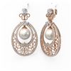 Image 3 : 6.5 ctw Mixed Cut Diamond with Pearl Earrings 18K Rose Gold - REF-783A3N