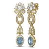 Image 2 : 7.64 ctw Aquamarine & Diamond Earrings 18K Yellow Gold - REF-709H3R