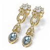 Image 3 : 7.64 ctw Aquamarine & Diamond Earrings 18K Yellow Gold - REF-709H3R