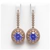 Image 1 : 13.82 ctw Tanzanite & Diamond Victorian Earrings 14K Rose Gold - REF-574K4Y