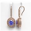 Image 2 : 13.82 ctw Tanzanite & Diamond Victorian Earrings 14K Rose Gold - REF-574K4Y
