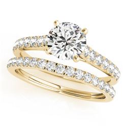 1.38 ctw Certified VS/SI Diamond 2pc Wedding Set 14k Yellow Gold - REF-114N8F