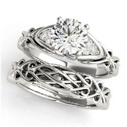 0.85 ctw Certified VS/SI Diamond Solitaire 2pc Set 14k White Gold - REF-156A3N