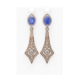 10.47 ctw Tanzanite & Diamond Earrings 18K Rose Gold - REF-654W5H