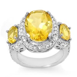 8.50 ctw Citrine & Diamond Ring 10k White Gold - REF-118W2H