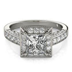 2.1 ctw Certified VS/SI Princess Diamond Halo Ring 18k White Gold - REF-218M2G