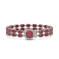 19.85 ctw Ruby & Diamond Bracelet 14K White Gold - REF-245H5R