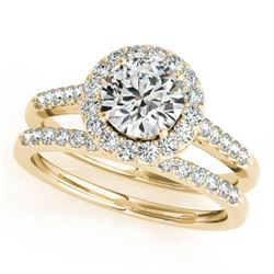 2.31 ctw Certified VS/SI Diamond 2pc Wedding Set Halo 14k Yellow Gold - REF-529N9F