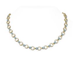 17.4 ctw Aquamarine & Diamond Necklace 18K Yellow Gold - REF-727K5Y