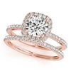 Image 1 : 1.20 ctw Certified VS/SI Diamond 2pc Wedding Set Halo 14k Rose Gold - REF-146A8N