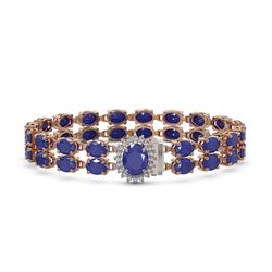 30.12 ctw Sapphire & Diamond Bracelet 14K Rose Gold - REF-336K4Y