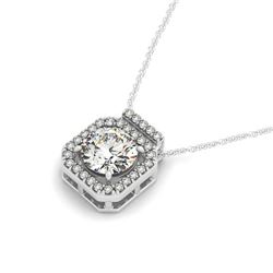 1.25 ctw Certified VS/SI Diamond Halo Necklace 14k White Gold - REF-286W8H