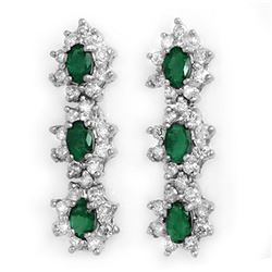 2.52 ctw Emerald & Diamond Earrings 18k White Gold - REF-143H6R